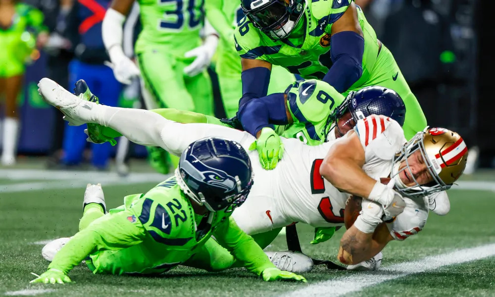 The Seahawks defense must stop 49ers running back Christian McCaffrey on Sunday.
